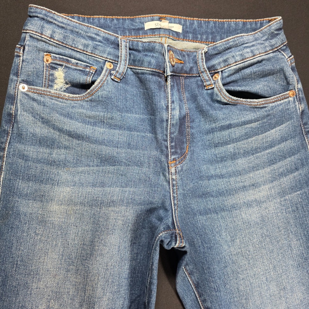 STS Blue Women Medium Wash Skinny Jeans Distressed Size 27 Mid Rise‎ Denim* - Picture 8 of 8